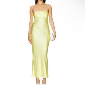 NWT - New With Tag! Bec + Bridge Moondance Strapless Elegant Yellow Satin Gown